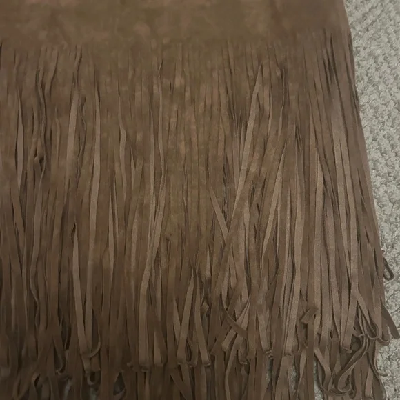 J.O.A. Tan Fringe Midi Skirt - Picture 3 of 6